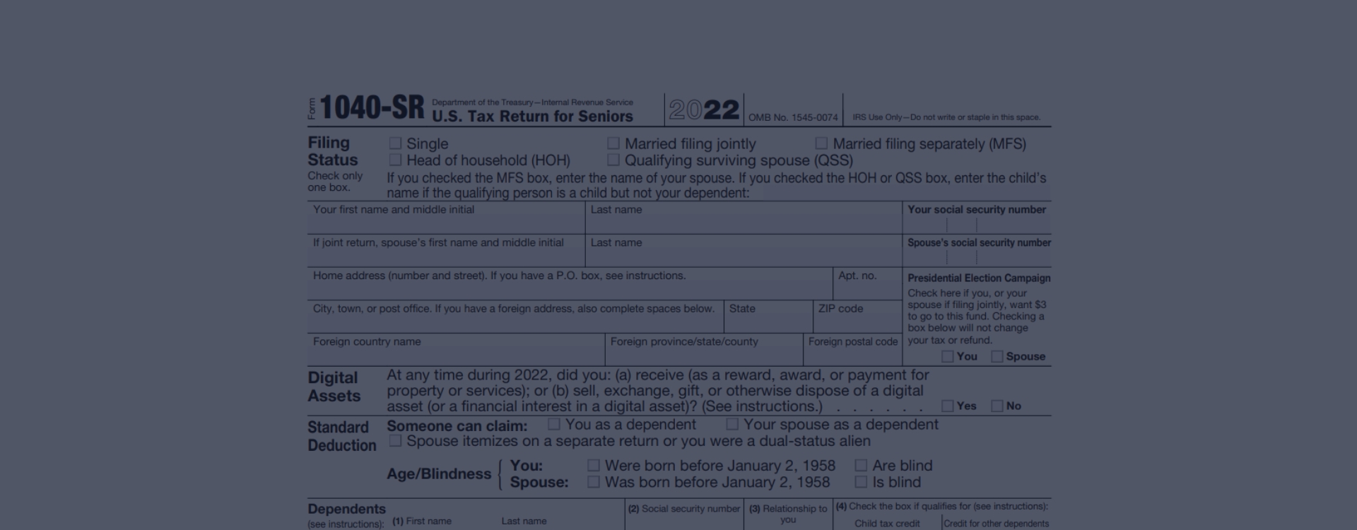 IRS Form 1040SR 📝 Printable 1040SR Form With Instructions Fillable